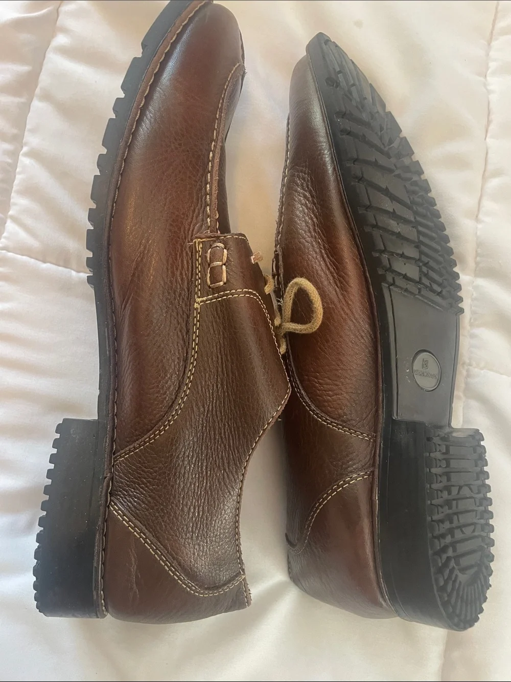 Sandro Moscoloni Dark Brown Leather Lace-Up Oxfords with Tan Laces 10D